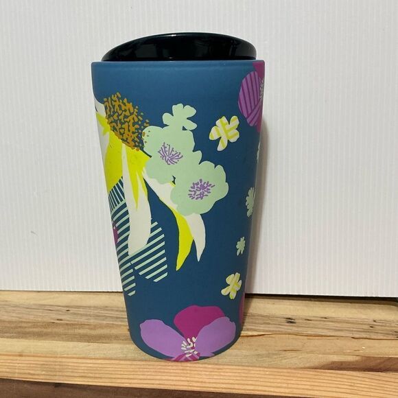 Starbucks Spring 2022 Blue Floral Ceramic Tumbler 12 oz - Picture 2 of 7